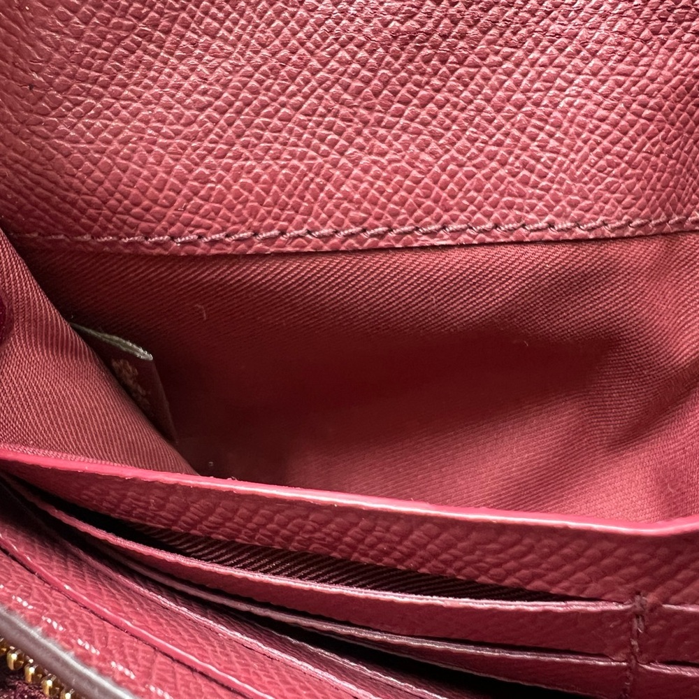 Coach Slim Envelope Crossgrain Leather Wine Red - Picture 10 of 10